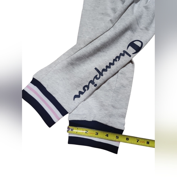 Champion Women's S Joggers Sweatpants Silver Grey Heather Fleece Pink - Picture 9 of 9